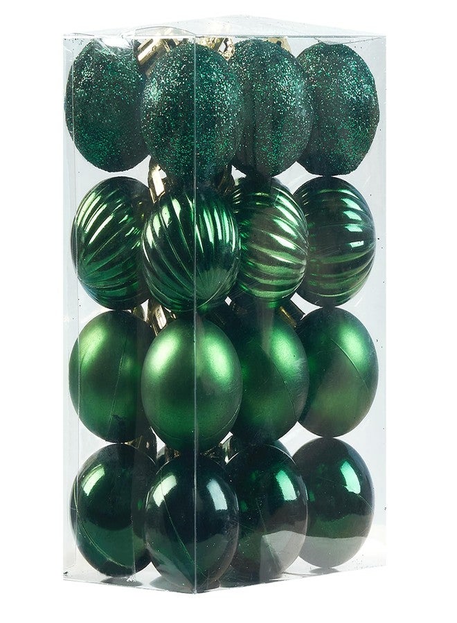 Emopeak 24Pcs Christmas Balls Ornaments for Xmas Christmas Tree - 4 Style Shatterproof Christmas Tree Decorations Hanging Ball for Holiday Wedding Party Decoration Dark Green - Image 1